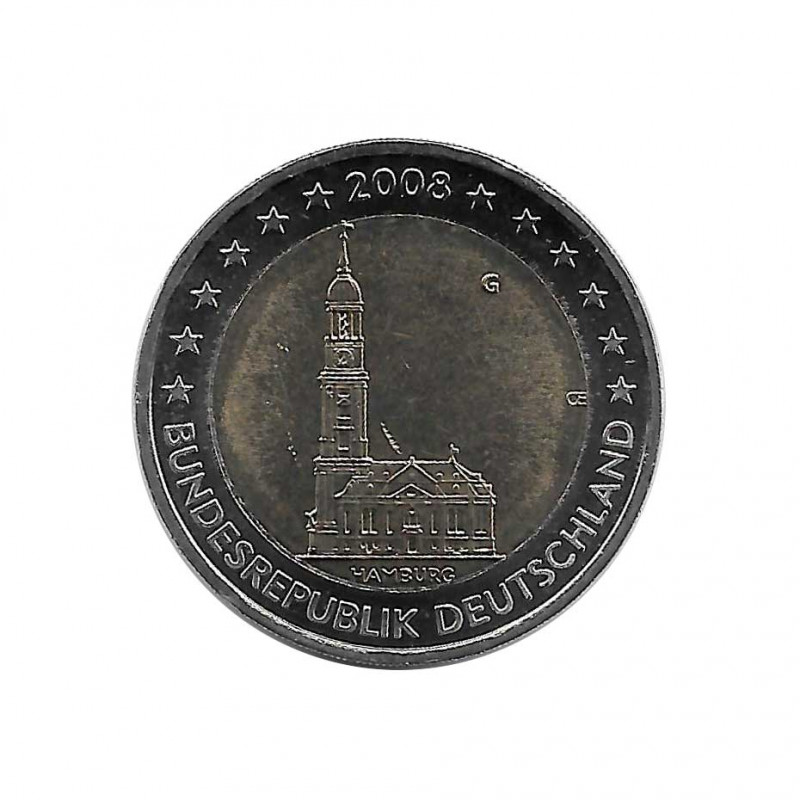 Moneda 2 euros Conmemorativa Alemania Iglesia San Miguel Hamburgo G año 2008 Sin circular SC | Numismática española - Alotcoins