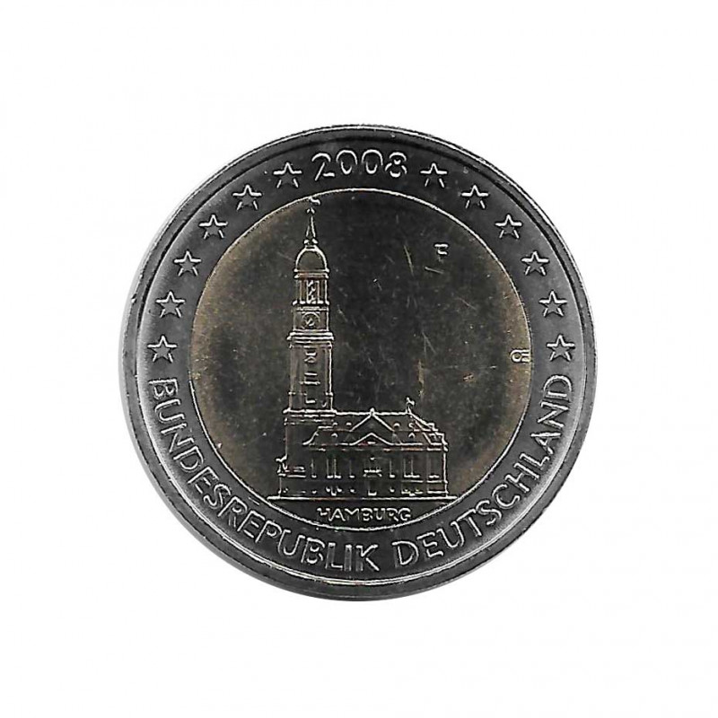 Moneda 2 euros Conmemorativa Alemania Iglesia San Miguel Hamburgo F año 2008 Sin circular SC | Numismática española - Alotcoins