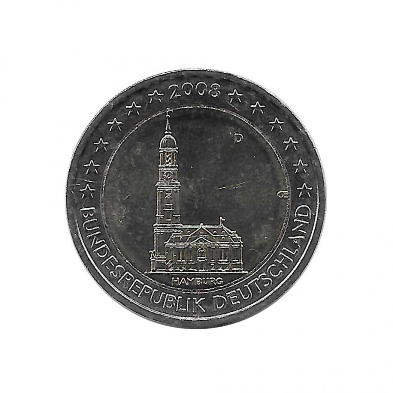 Moneda 2 euros Conmemorativa Alemania Iglesia San Miguel Hamburgo D año 2008 Sin circular SC | Numismática española - Alotcoins