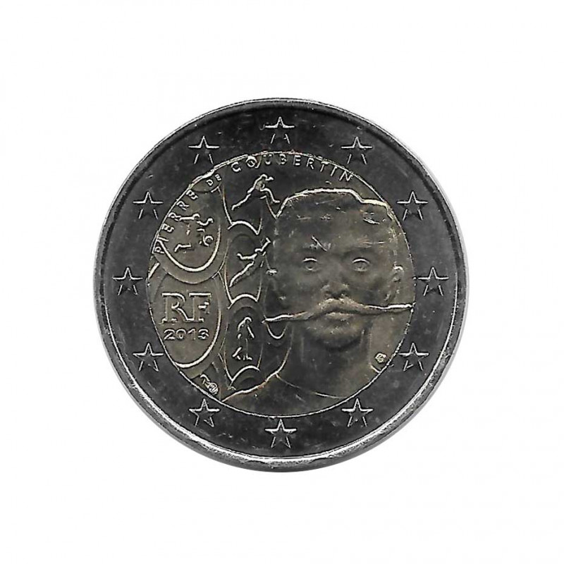 Collectible Coin 2 Euro France Pierre de Coubertin Year 2013 Uncirculated UNC | Collectables - Alotcoins