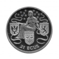 Moneda de plata 21 ECUs Gibraltar Austria, Suecia y Finlandia UE Año 1995 Proof | Tienda Numismática - Alotcoins