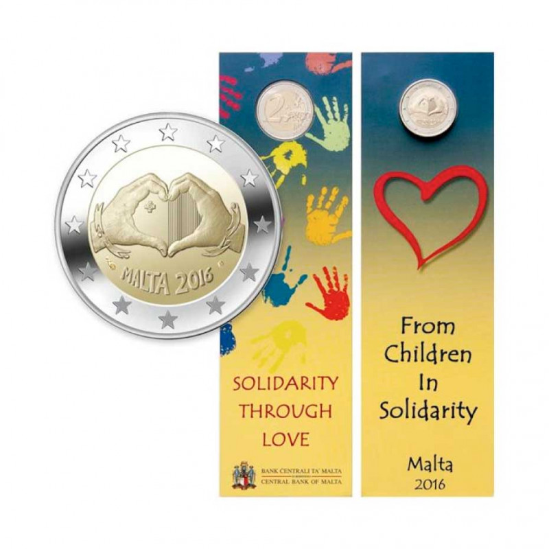 Commemorative Coincard 2 Euros Malta Children and solidarity - Love Year 2016 Uncirculated UNC | Collectible coins - Alotcoins