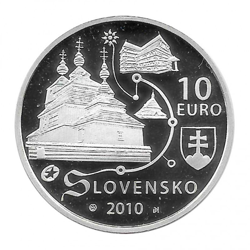 Moneda de plata 10 Euros Conmemorativa Eslovaquia Iglesias de Madera Año 2010 Proof | Monedas de colección - Alotcoins