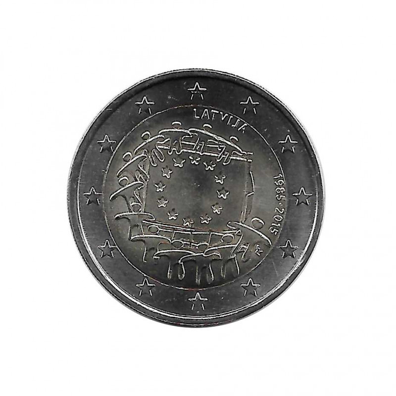 2-Euro-Gedenkmünze Lettland 30 Jahre EU-Flagge Jahr 2015 Unzirkuliert UNZ | Euromünzen - Alotcoins