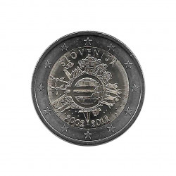 Euromünze 2 Euro Slowenien 10 Jahre Euro Cash Jahr 2012 UNZ Unzirkuliert | Sammlermünzen - Alotcoins