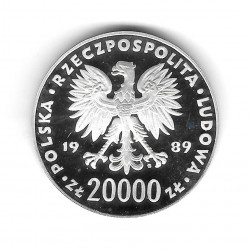 Moneda de Polonia Año 1989 200.000 Zlotys Plata Balón de Fútbol Proof PP