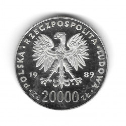 Moneda de Polonia Año 1989 200.000 Zlotys Plata Fútbol Proof PP
