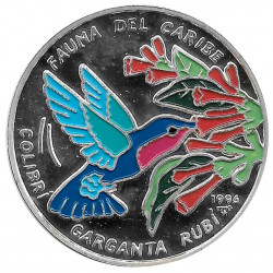 Moneda de plata Cuba 20 Pesos Colibrí Garganta Rubí Año 1996 Proof | Monedas de colección - Alotcoins