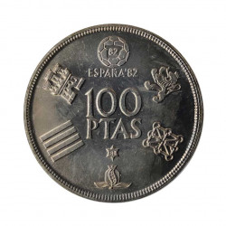 Coin Spain 100 Pesetas Year 1980 Soccer World Cup 1982 Star 80 UNC | Collectible coins - Alotcoins