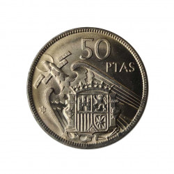 Coin 50 Pesetas Spain General Franco Year 1957 Star 59 Uncirculated UNC | Collectible coins - Alotcoins