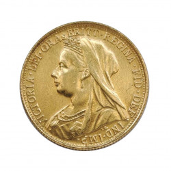 Moneda de oro de 1 Sovereign Reino Unido Reina Victoria 7,9881 grs Año 1900 | Monedas de colección - Alotcoins