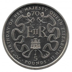 Moneda 5 Libras Gibraltar 70 Aniversario Reina Año 1996 Sin circular SC | Tienda de numismática - Alotcoins