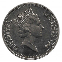 Coin 5 Pounds Gibraltar 70th Birthday Queen Elisabeth II Year 1995 Uncirculated UNC | Collectible coins - Alotcoins
