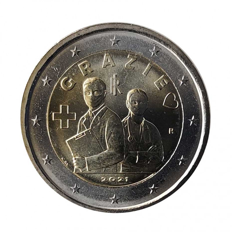 Original 2 Euro Coin Italy Grazie Year 2021 Uncirculated UNC | Collectible coins - Alotcoins