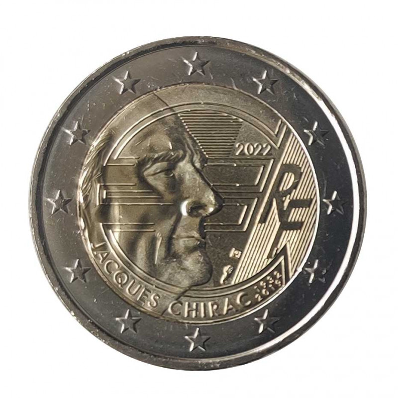 Moneda 2 Euros Francia Jacques Chirac Año 2022 Sin circular SC | Monedas de colección - Alotcoins