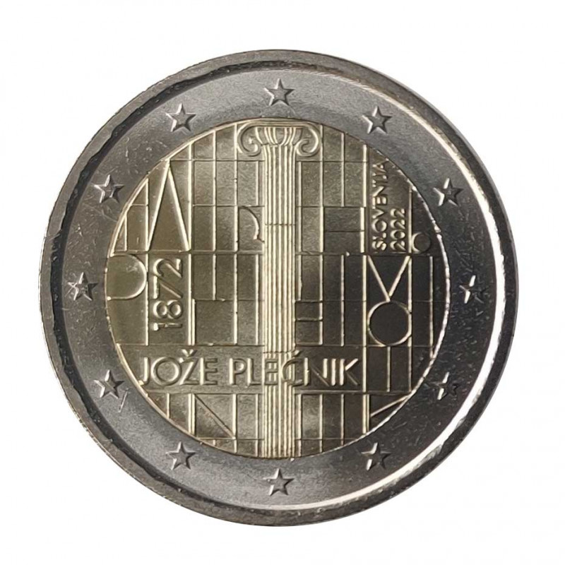 2-Euro-Gedenkmünze Slowenien Jože Plečnik Jahr 2022 Unzirkuliert UNZ | Sammlermünzen - Alotcoins