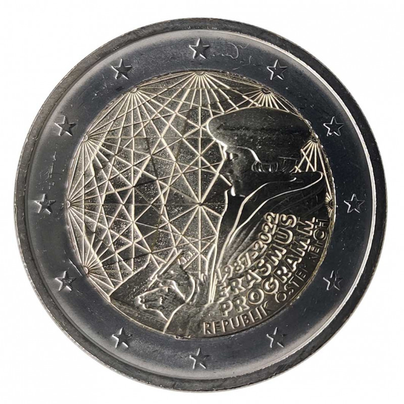 Coin 2 Euro Austria Erasmus Program Year 2022 Uncirculated UNC | Collectible Coins - Alotcoins