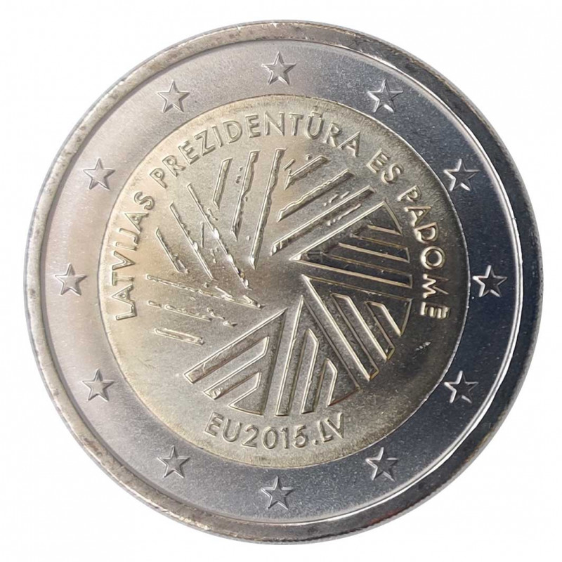 Moneda 2 Euros Letonia Presidencia Año 2015 Sin circular SC | Tienda Numismática España - Alotcoins