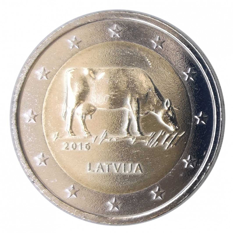 Coin 2 Euro Latvia Farming Countryside Year 2016 Uncirculated UNC | Collectible Coins - Alotcoins