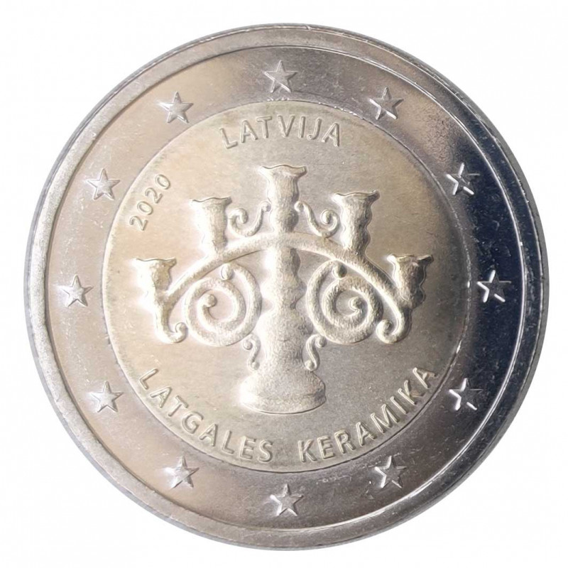 Coin 2 Euro Latvia Ceramics Year 2020 Uncirculated UNC | Collectible Coins - Alotcoins