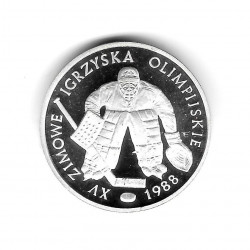 Münze Polen Jahr 1987 500 Złote Olympische Spiele - Hockey Torhüter Silber Proof PP