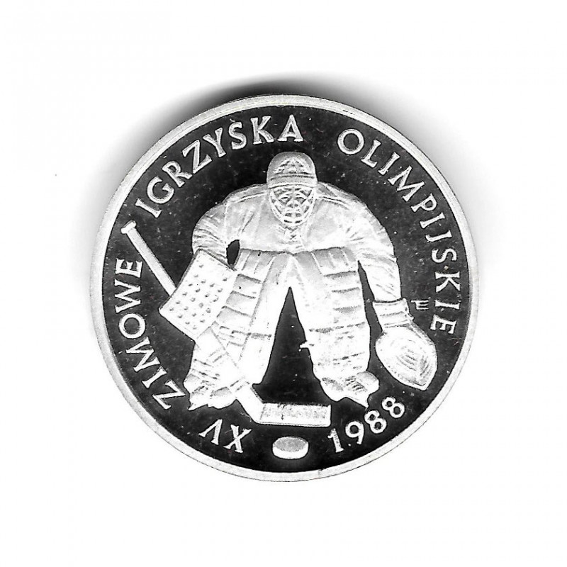 Moneda de Polonia Año 1987 500 Zlotys Juegos Olímpicos - Portero de hockey Plata Proof PP