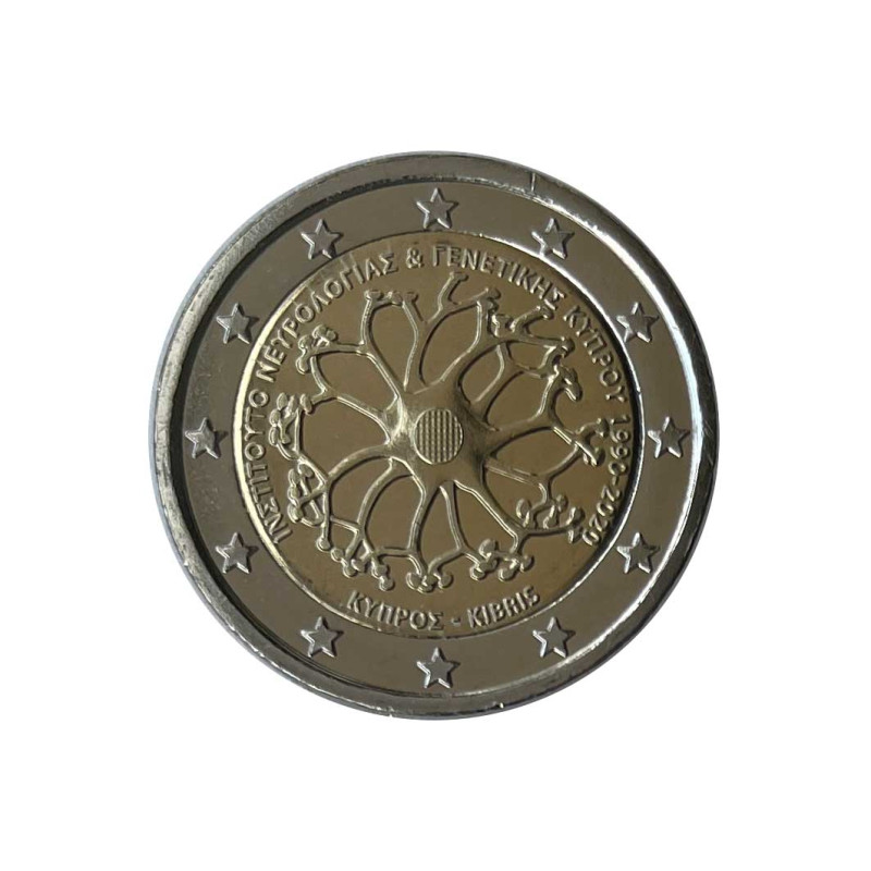 Moneda 2 Euros Chipre Instituto Neurología y Genética Año 2020 Sin circular SC | Tienda Numismática España - Alotcoins