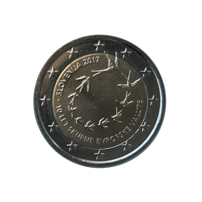 Coin 2 Euro Slovenia 10th Anniversary of the Euro Year 2017 UNC Uncirculated | Numismatic Store - Alotcoins