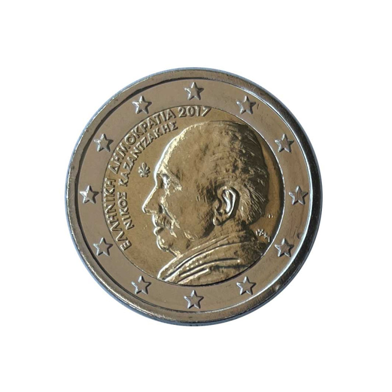 Commemorative Coin 2 Euro Greece Nikos Kazantzakis Year 2017 Uncirculated UNC | Collectible coins - Alotcoins