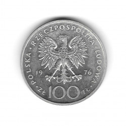 Moneda de Polonia Año 1976 100 Zlotys Kazimierz Pulaski Plata Proof PP