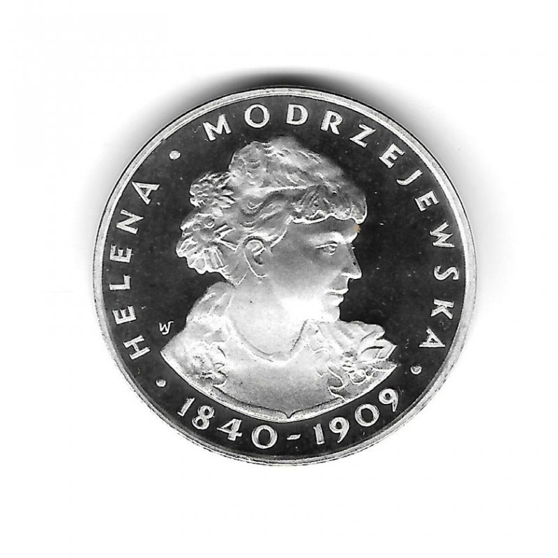 Moneda de Polonia Año 1975 100 Zlotys Helena Plata Proof PP