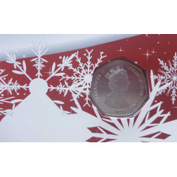 Weihnachtskarte Jahr 2012 Gibraltar 50 Pfennige Münze