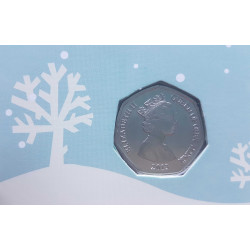 Weihnachtskarte Jahr 2013 Gibraltar 50 Pfennige Münze