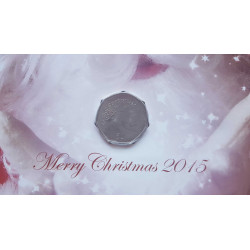 Christmas Card Year 2015 Gibraltar 50 Pence Coin
