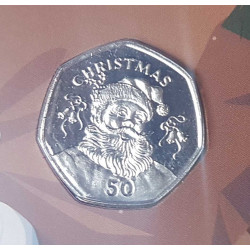 Weihnachtskarte Jahr 2017 Gibraltar 50 Pfennige Münze