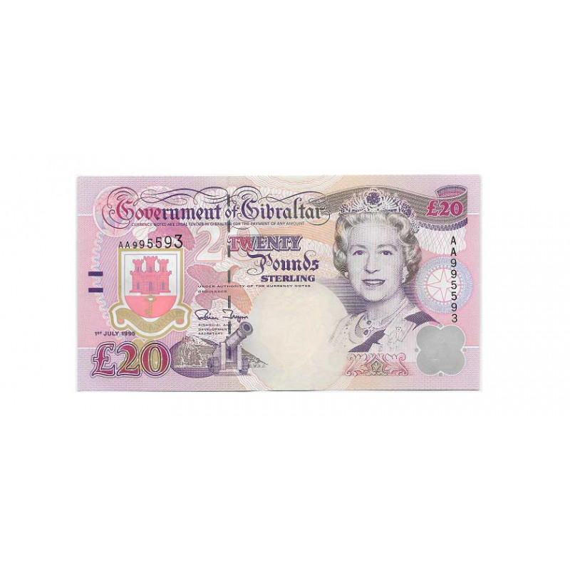 Banknote Gibraltar Jahr 1995 20 Pfund Unzirkuliert UNC