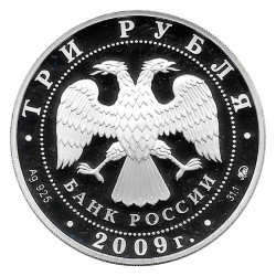 Moneda de Rusia 2009 3 Rublos Nóvgorod Plata Proof PP
