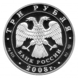 Münze Russland 2008 3 Rubel Biber Silber Proof PP