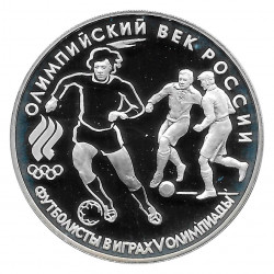 Münze Russland 1993 3 Rubel Fussballspieler Silber Proof PP