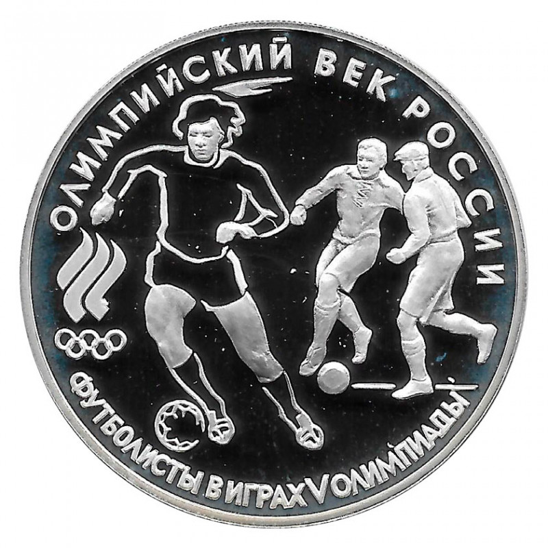 Moneda de Rusia 1993 3 Rublos Jugadores Fútbol Plata Proof PP