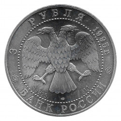 Coin Russia 1995 3 Rubles Sable Animal Silver Proof PP