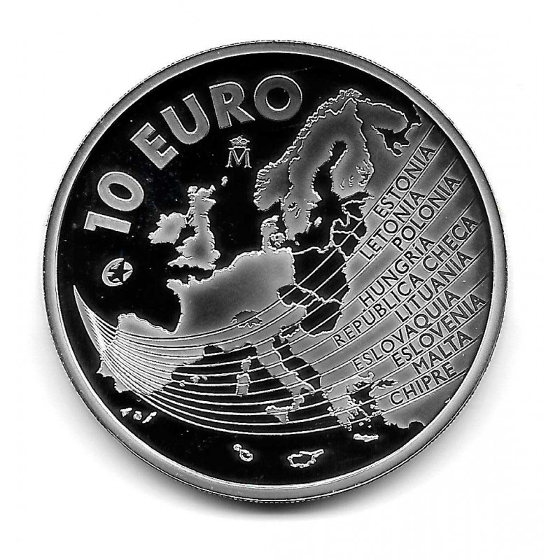 Coin Spain 10 Euros 2004 Enlargement of the European Union Silver Proof