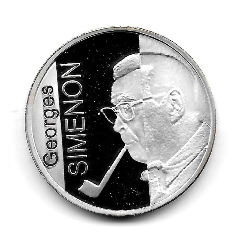 Coin Belgium 10 Euros Year 2003 Georges Simenon Silver Proof