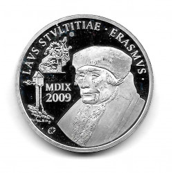 Moneda Bélgica 10 euros Año 2009 Erasmo de Róterdam Plata Proof