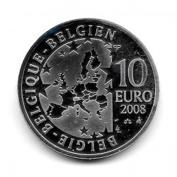 Moneda Bélgica 10 euros Año 2008 El Pájaro Azul Plata Proof