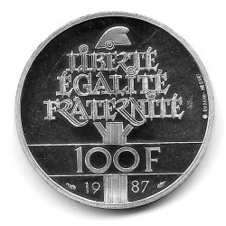 Moneda Francia 100 Francos Año 1987 General La Fayette Plata Proof