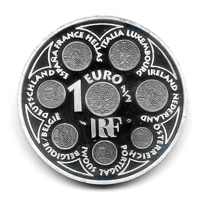Moneda Francia 1,5 Euros Año 2002 Series Europeas Plata Proof