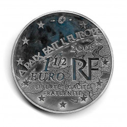 Moneda Francia 1,5 Euros Año 2005 60 Años de Paz "Estrella de Europa" Plata Proof