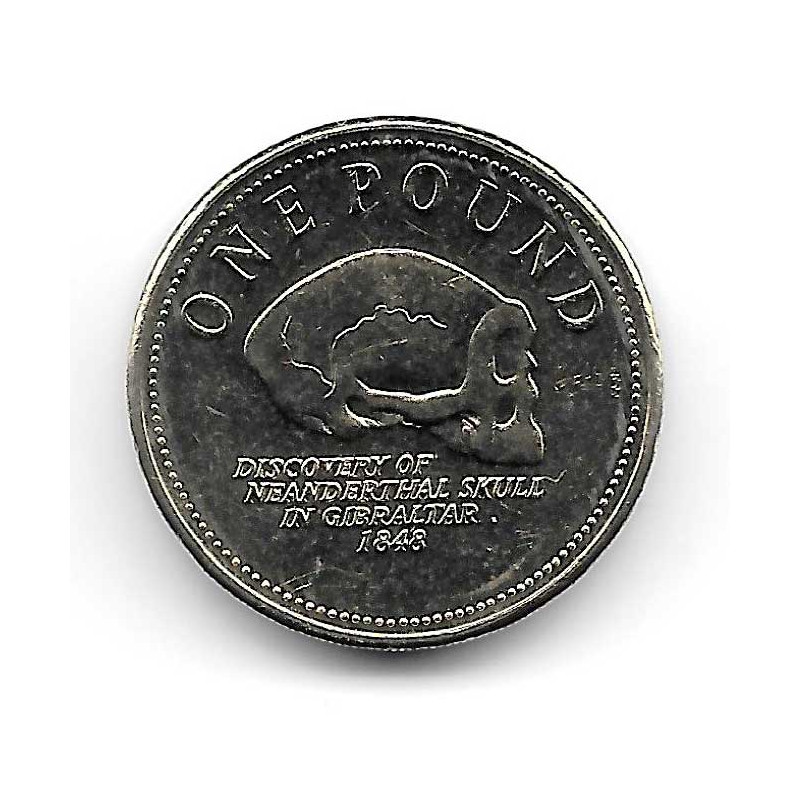 Münze Gibraltar 1 Pfund Jahr 2005 Neandertaler-Schädel