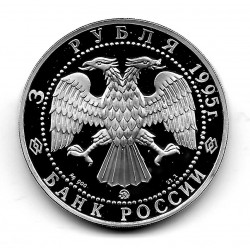 Münze Russland Jahr 1995 3 Rubel Goldenes Tor von Wladimir Silber Proof PP